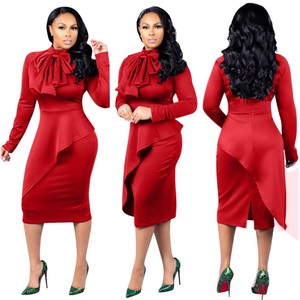 Mùa Thu Mùa Đông Slim Hip Sexy Midi Bodycon Dress Phụ Nữ Night Club Quần Áo Đảng Wear Office Lady Pencil Dresses Cộng Với Kích Thước XXXL