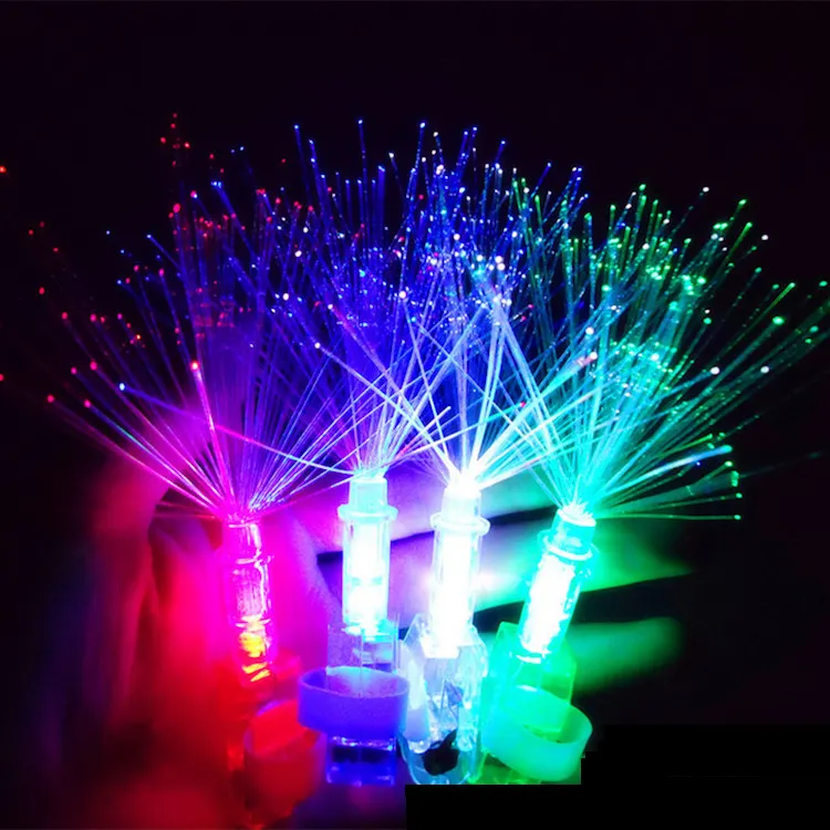 (Cadeau) lumière de doigt LED avec fibre optique, anneau de lumière de doigt laser, lumière de fête LED rvb