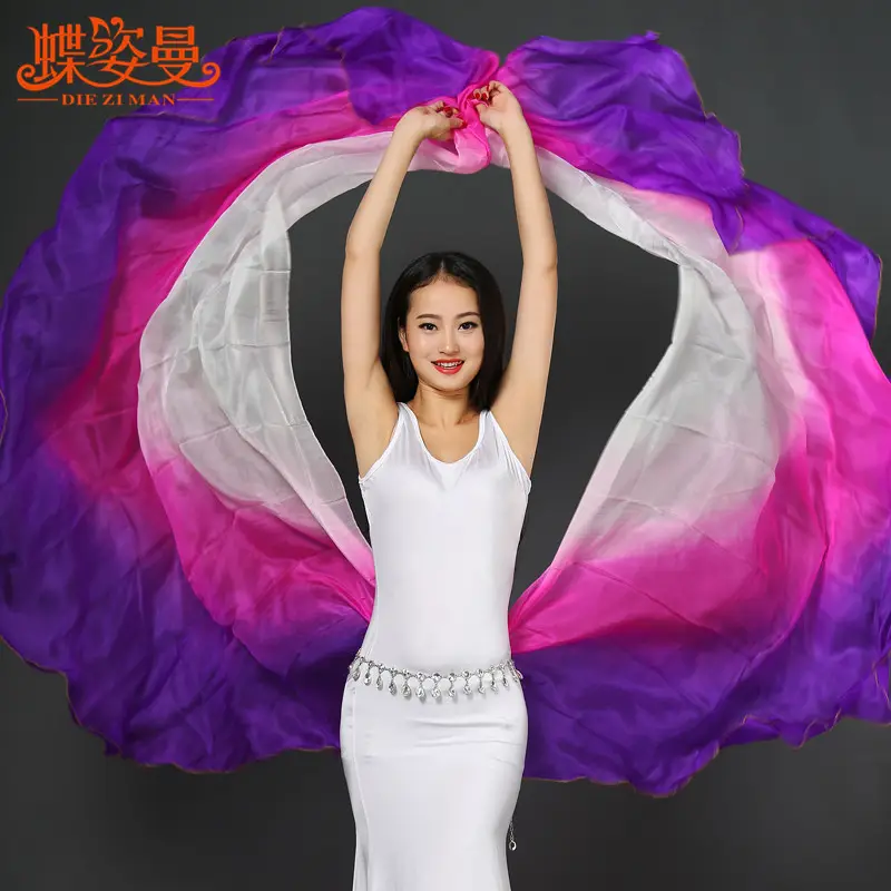 Профессиональная шелковая двойная вуаль для танца живота SJ002