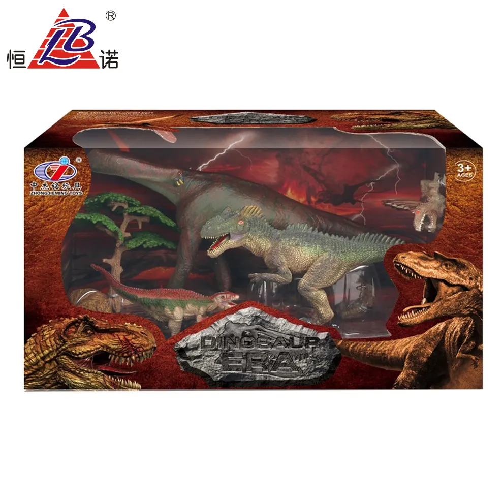 لعبة على شكل ديناصور لينة للأطفال عائلة كبيرة PVC أرقام الديناصورات مع 7P