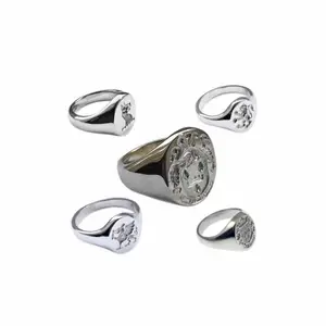 Vnox — bague de signet en argent personnalisé pour hommes, gilet de famille