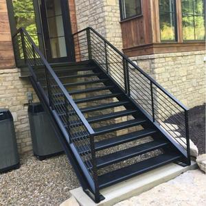 Escaleras prefabricadas peldaños de metal al aire libre pasamanos ss escalera recta - Product Image 3