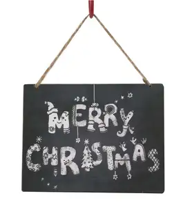 cheap Wooden christmas hanging ornaments decoration with merry christmas words hanger