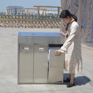 3 <strong>Bin</strong> Trash Can Cabinet Rubbish <strong>Bin</strong> Stainless Steel <strong>Pull</strong> <strong>Out</strong> Waste <strong>Bin</strong> - Product Image 1