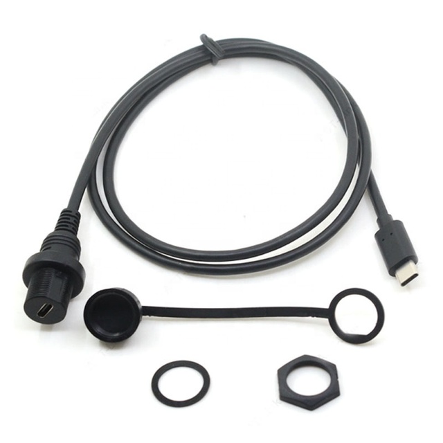 Waterproof IP67 Type C Cable USB C Male to Female Panel Mount Adapter Water-Resistant Extension for Printer IOS Computer