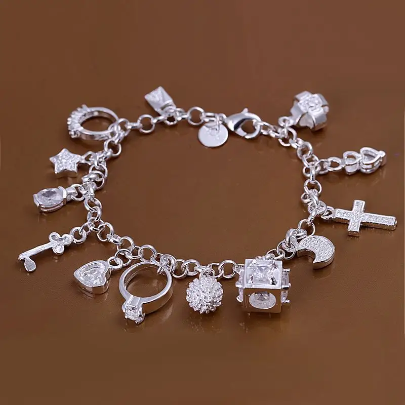 Free shipping Electroplating 925 Silver Bracelet CZ Women's Love Bracelets Plating 925 silver Bracelets & Bangles