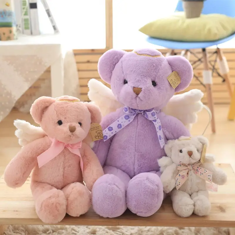 Özel yüksek kalite farklı renkler sevimli küçük doldurulmuş melek oyuncak ayılar peluş oyuncaklar bebek için