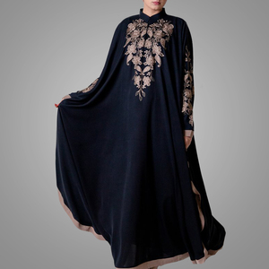 자수 블랙 아랍 드레스 우아한 느슨한 Kaftan Abaya 새로운 모델 배트 윙 슬리브 이슬람 의류 파키스탄 옷 온라인 - Product Image 3
