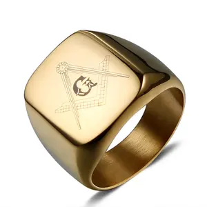 Europese Amerikaanse Mode Eenvoudige Masonic Ag Titanium Stalen Ring