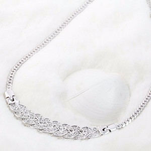 Teemi 18k plateado <span class=keywords><strong>platino</strong></span> de lujo de alta calidad de <span class=keywords><strong>rodio</strong></span> plateado plata de la joyería de cristal austriaco collar corto Garga - Product Image 2