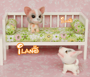 Iland miniatures Maison De Poupée <span class=keywords><strong>Mini</strong></span> Canapé Salon Meubles Lit/2 jardin floral vert WL058 - Product Image 3