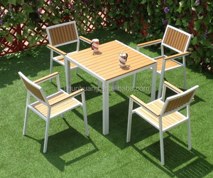 De <span class=keywords><strong>Jardín</strong></span> del patio de juegos de comedor de <span class=keywords><strong>madera</strong></span> de muebles de plástico <span class=keywords><strong>sillas</strong></span> <span class=keywords><strong>y</strong></span> <span class=keywords><strong>mesa</strong></span> cuadrada 5pcs - Product Image 4
