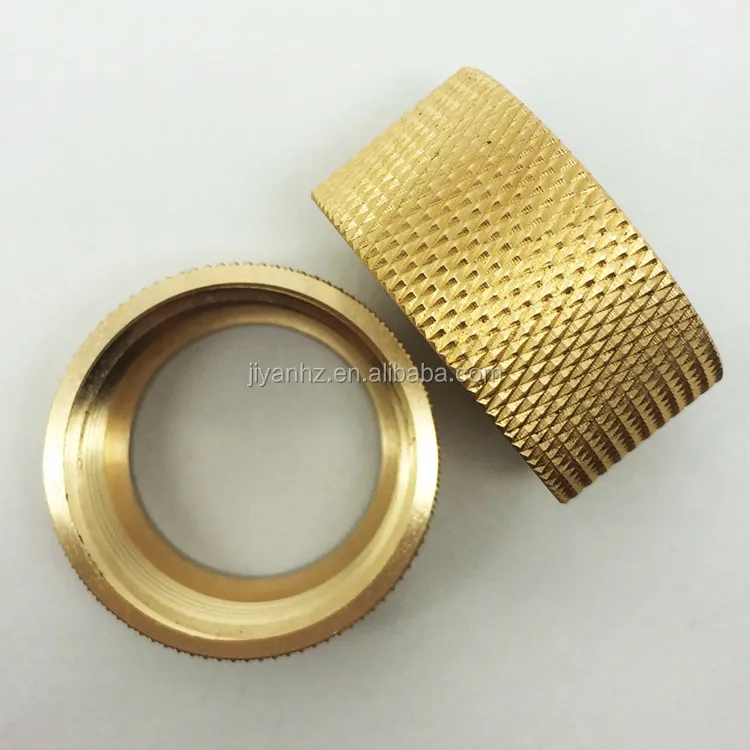 Gold plating service brass bright luster diamond knurled inner thread bushing hollow spare parts