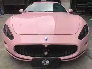 Hoch glänzende Kristall PVC selbst klebende rosa Farbe Auto drehen Wrap Auto Vinyl Wrap