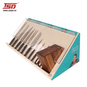 Cửa hàng bán lẻ truy cập hàng đầu rõ ràng Acrylic dao gỗ dao kéo Set hiển thị chủ trường hợp đứng - Product Image 3