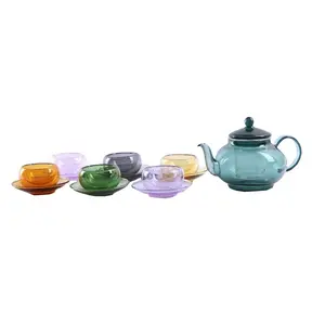 China factory non-toxic modern designed clear glass teapot crystal tea set