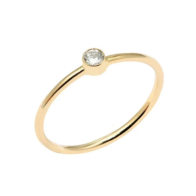 Gemnel 14K Gold Vermeil Bezel Set 1 Karaat Solitaire Diamant Vrouwen Fashion Band Ring