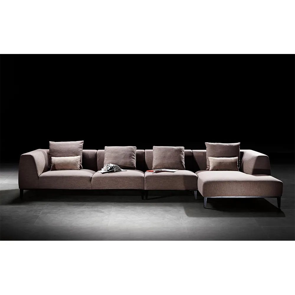 Modische designer komfortable braun l form stoff sofa