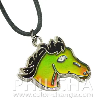 Collier pierre naturelle changement de couleur, bijoux d'humeur avec pendentif de tête de cheval