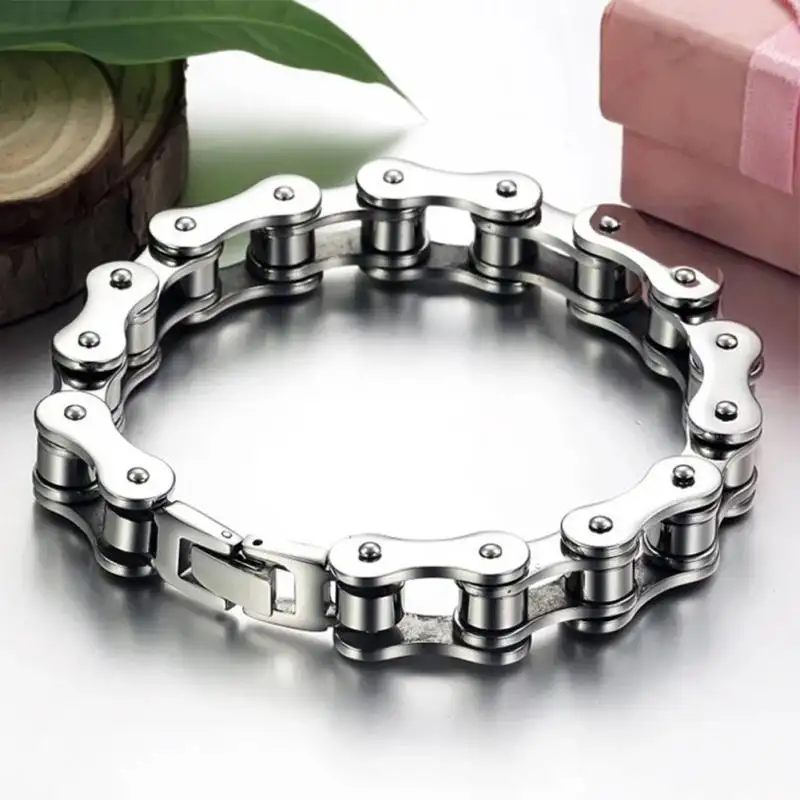 Top Sellers 2020 for Amazon Chain Men's Stainless Steel Biker Bicycle Charm Bracelets Bangles Accessories