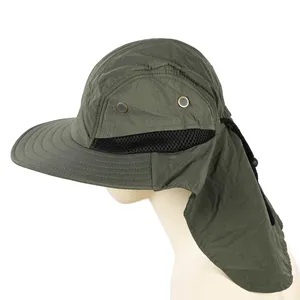 Yiwu Manufacturers Wholesale Outdoor Sunscreen Removable Face Neck Flap Fishing Hat Custom Outdoor Sun Hat