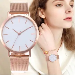 Novo relógio de luxo feminino da moda ouro rosa, prata, preço barato, para mulheres mm046