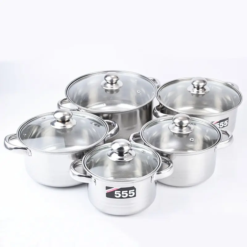 New design all size stainless steel cookware set/stock pot/soup pot with glass lid