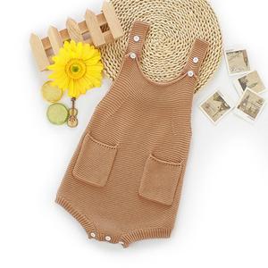 Mameluco de la muchacha del mono del algodón del bebé suéter con bolsillos - Product Image 4