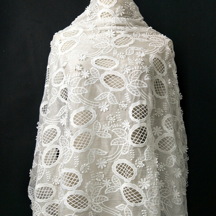 new Water Soluble Feature african bridal white lace fabric guipure lace 5yards