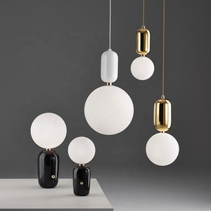 Lampe suspendue de chevet de chambre à coucher de designer en gros, moderne, blanche, ronde, en verre, <span class=keywords><strong>globe</strong></span>, boule, <span class=keywords><strong>luminaire</strong></span> suspendu - Product Image 3