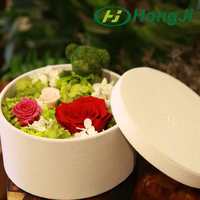 Boîte à fleurs ronde en velours, 10 pièces, pour mariage, boite-cadeau en carton