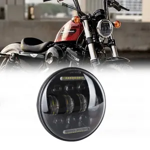 OVOVS 5-3/4" 5.75" Farol de projeção LED redondo para Sportster Iron 883 Dyna Street Bob Super Wide Glide Low Rider personalizado