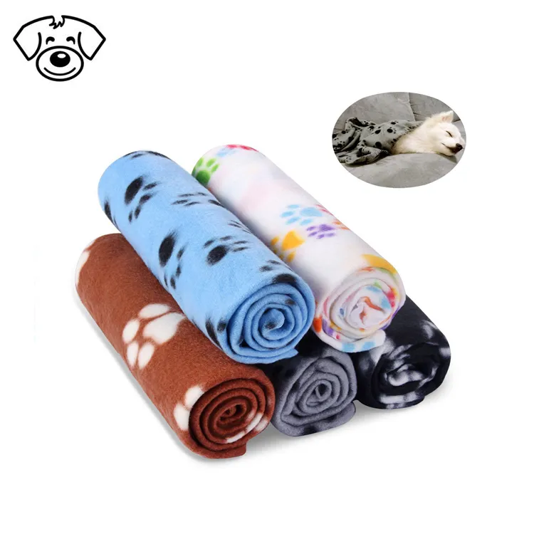 Puppy blanket warm dog pet sleeping mat pad camping bed cover with paw print