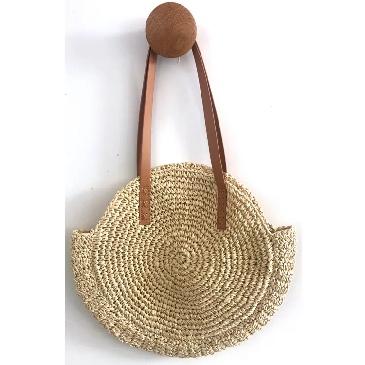 Fashion Style Handmade Beach Handtaschen Sommer Bali Runde Stroh Tasche