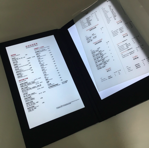 Buku Menu Pencahayaan Isi Ulang M8514, dengan Jendela Logo Berlampu Di Penutup Depan