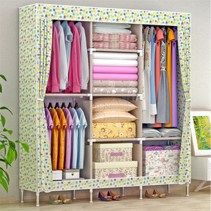 1383-1 não Tecido Wardrobe Mobília Do Quarto de Tecido Dobrável Prateleiras Bar Enforcamento Sapatos Roupas Organizador Do Armário