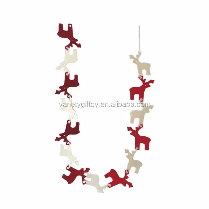 Milieuvriendelijke 100% Polyester Laser Cut Rendier/Moose Vorm Vilt Kerst Garland Voor Kerstmis Decoratie