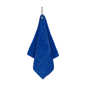Bleu 300GSM Blanc Microfibre Serviettes De Golf Avec Crochets Métalliques Oeillet Mousqueton Clip - Product Image 1