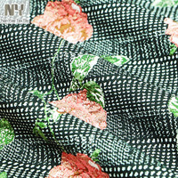 Tissu Jacquard Nanyee en Fil Teint Noir et Blanc Style Tweed, Motif Floral Rose Épais, pour Ameublement, Textile de Maison et Sacs