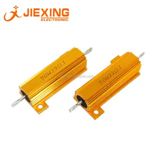 Resistor Cangkang Aluminium 50W 33R, Penghilang Panas Resistor Emas Daya Tinggi 5% RX24