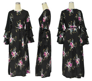 Abito islamico da donna di YSMARKET con ricamo floreale <span class=keywords><strong>a</strong></span> maniche lunghe con nappe gonna O collo abito musulmano Maxi abito <span class=keywords><strong>a</strong></span> <span class=keywords><strong>righe</strong></span> bianche <span class=keywords><strong>blu</strong></span> - Product Image 1