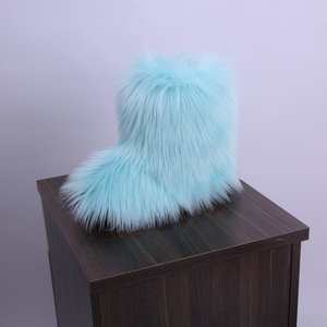 Stivali di <span class=keywords><strong>pelliccia</strong></span> di volpe da ragazza di moda all'ingrosso e stivali da donna neri da neve invernali con top in <span class=keywords><strong>pelliccia</strong></span> sintetica da donna calda - Product Image 3