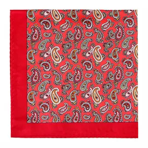 Nhà Sản Xuất Hàng Đầu Đầy Màu Sắc Paisley In Khăn Tay Nam 100% Polyester Pocket Square