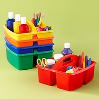 Okul özel plastik depolama sepeti sanat Caddies, 3 bölmeli sınıf tedarik saklama kutusu
