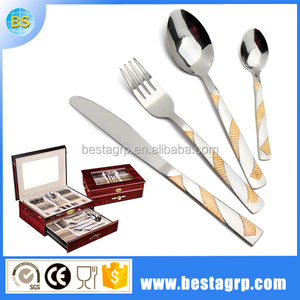 Cubertería cubiertos de oro de alta calidad chapado en oro 72 unids gottinghen cubertería - Product Image 3
