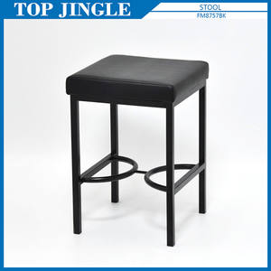 Taburete moderno de metal blanco con cojín - Product Image 3