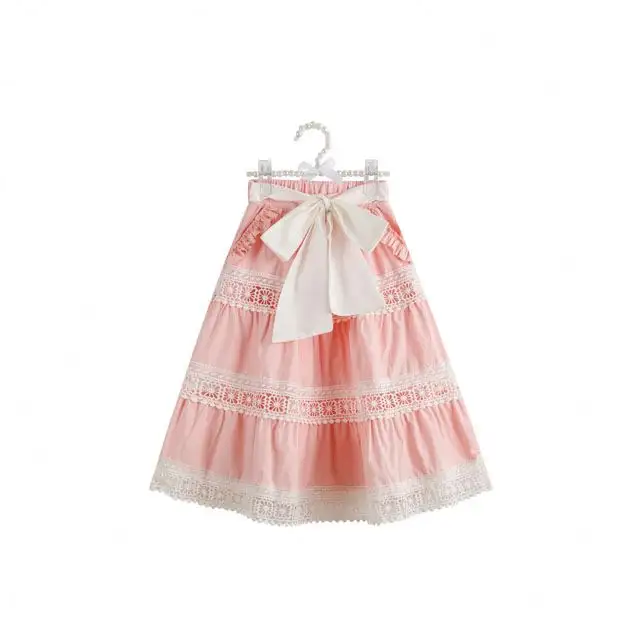Летняя хлопковая юбка-макси с бантом для маленьких девочек
