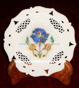 Assiette décorative en marbre blanc - Product Image 1