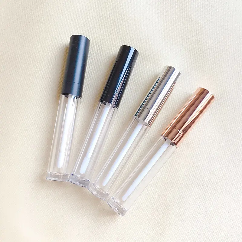 P-lan Botol Lip Gloss dengan Cincin, Stok Merek 100 Buah Botol Pewarna Bibir Atas Metalik Bulat 6Ml Rose Gold Perak