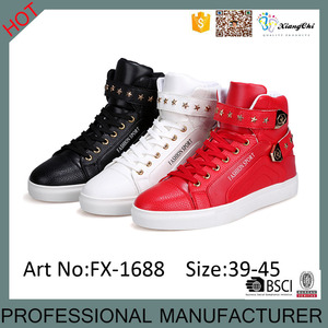Último Modelo Alemán Estilo Fresco Negro Blanco Rojo Colores PU Material Hi-Top Zapatos <span class=keywords><strong>Calzados</strong></span> Para Hombres - Product Image 1